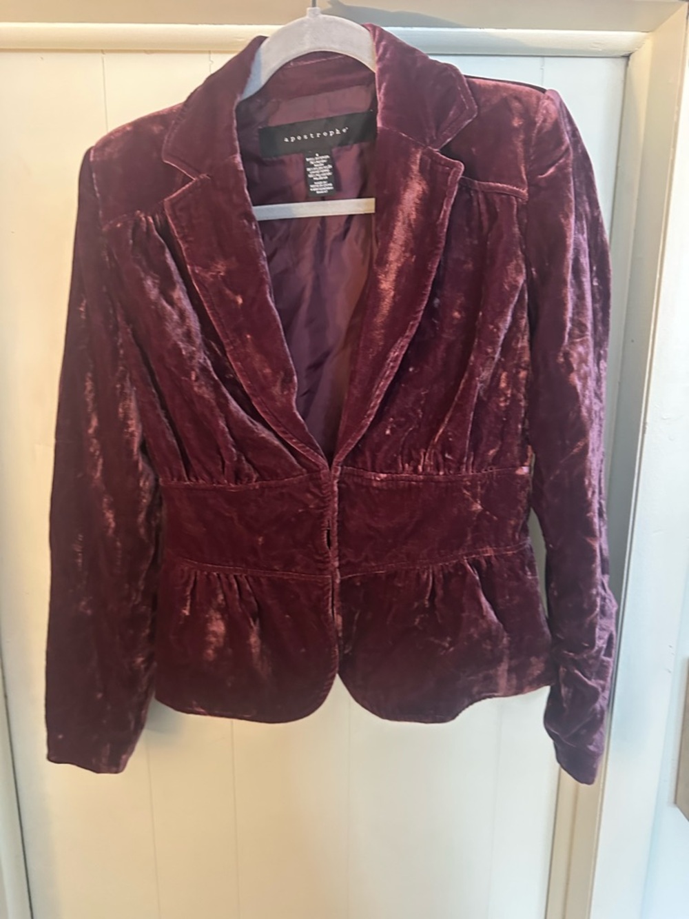 Apostrophe Plum Velvet Blazer Jacket
